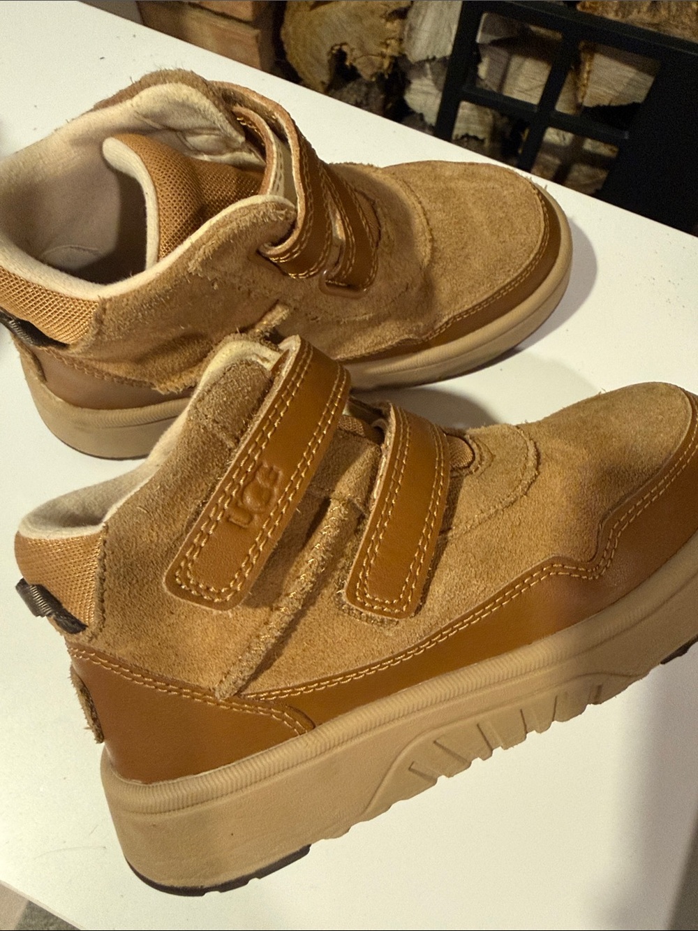 UGG Kids Rennie Chestnut Suede Velcro Boots